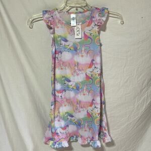 The children’s place 7/8 unicorn ruffled cap sleeve nightgown 💯 polyester nwt